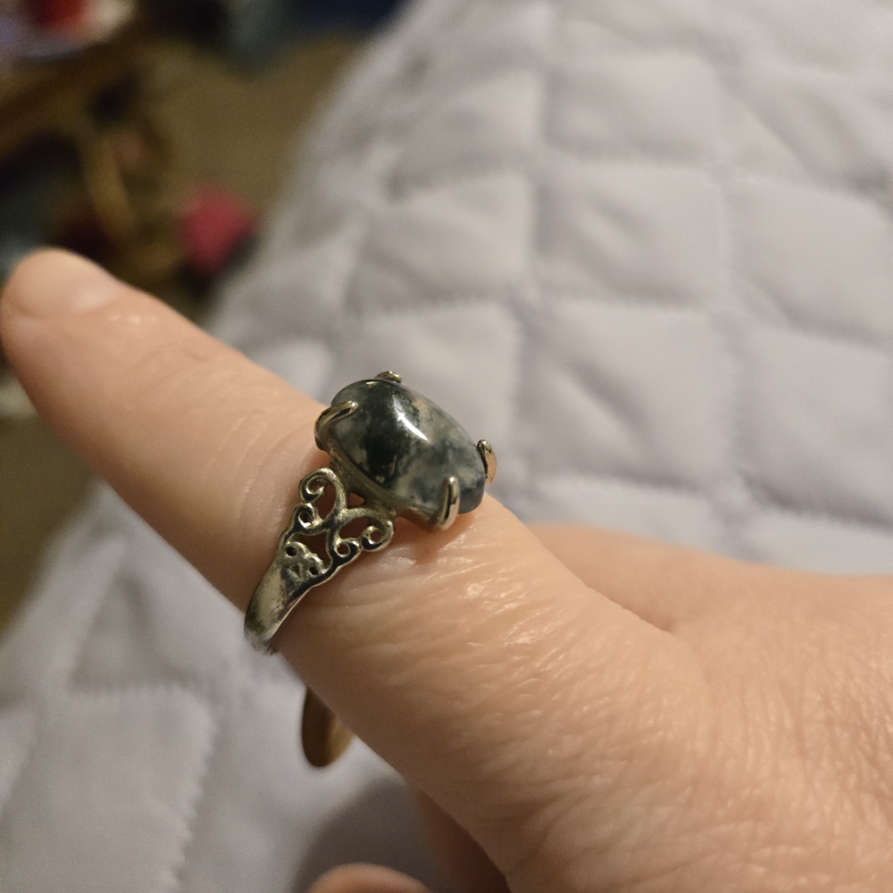 Elegant Silver Ring with Black Stone